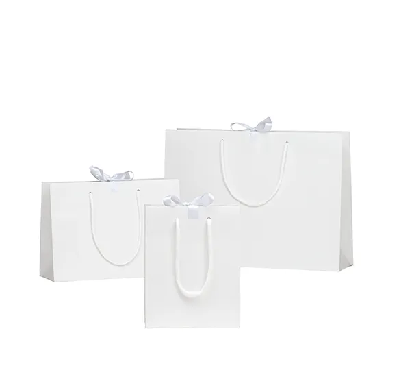 FSC® White Matt Laminated Ribbon Gift Bags