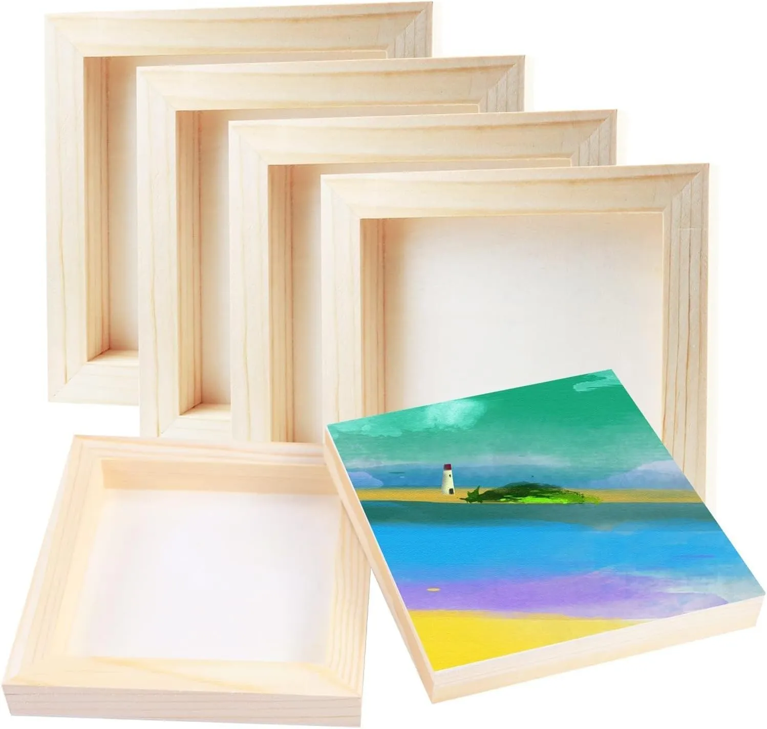 FSWCCK 10 Pack 6 x 6 inch Wood Panel Boards, Unfinished Wood Canvas Panels for Crafts, Painting Canvas, DIY Art Projects, Pouring, Arts Use with Oils, Acrylics