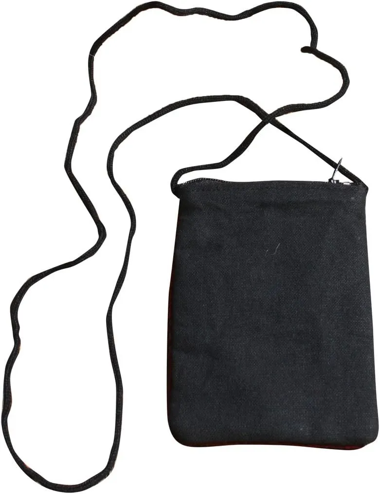 Full Funk Mid Size Thai Silk Shoulder Pouch Bag, 4x5.5inch, Cordovan Brown