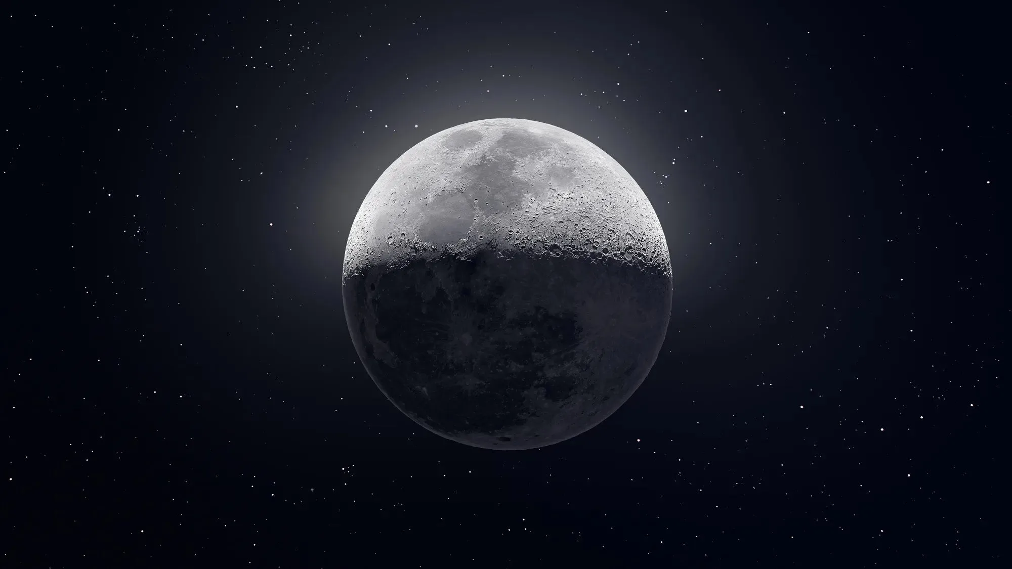 Full Moon and Stars Canvas Wall Art