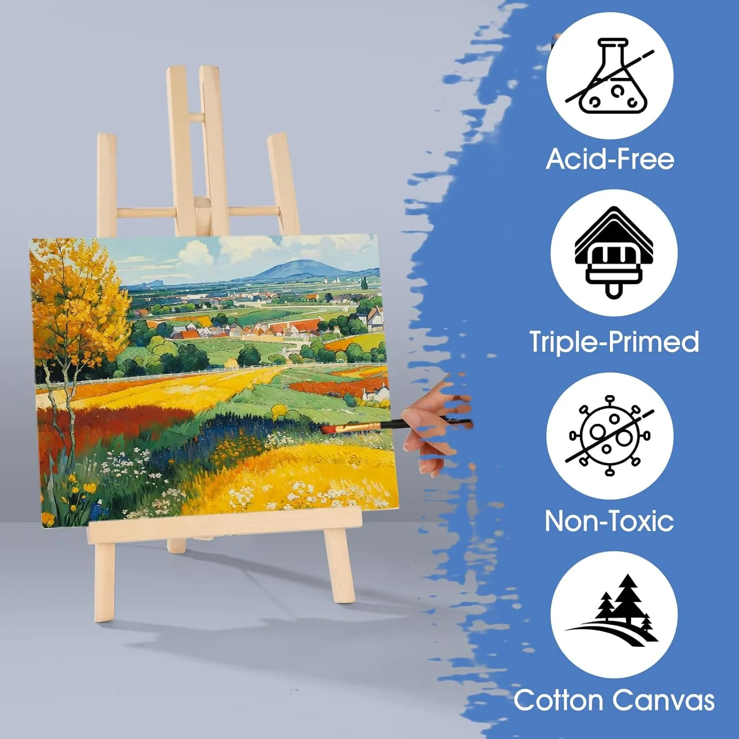 FUMILE Stretched Canvas for Painting, 24 Pack 8x10 Inch Canvases for Painting-5/8 in Profile Primed White Blank Painting Canvas Value Pack for Oil & Acrylic Paint