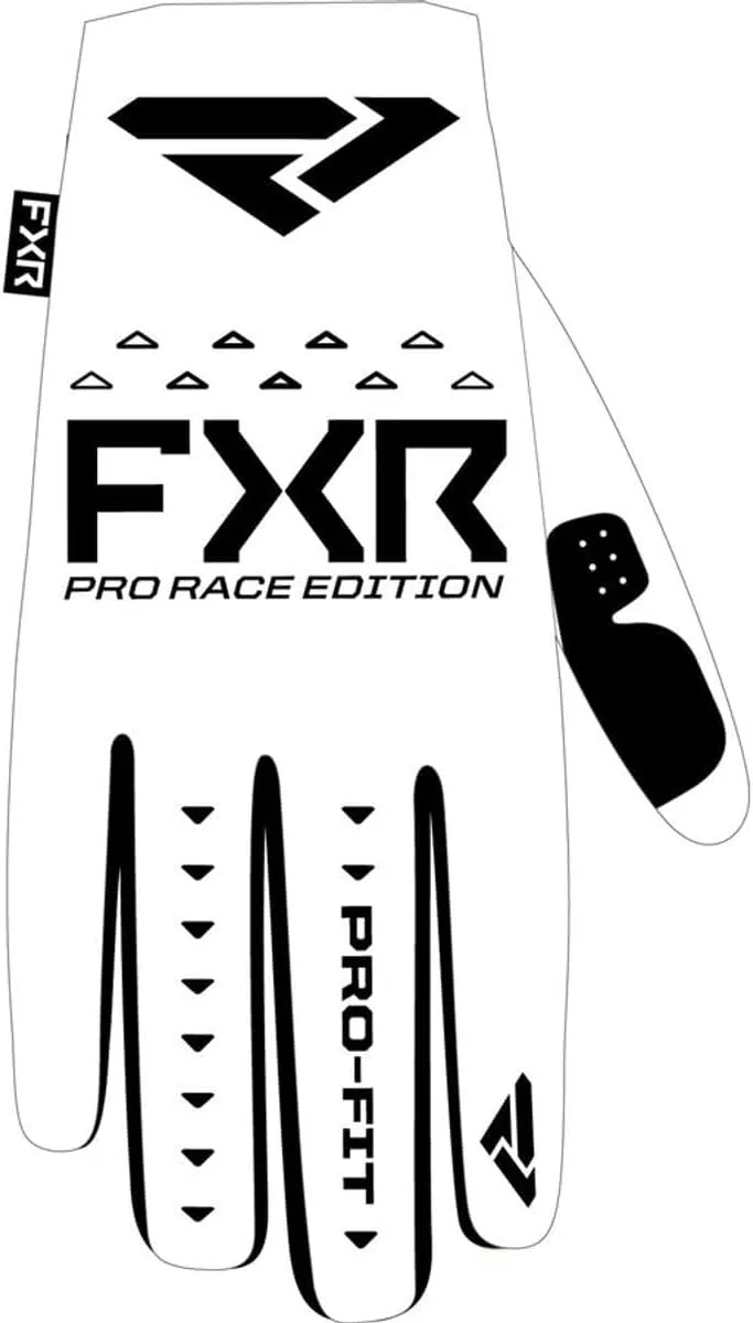 FXR Pro-Fit Air MX Glove White/Black Slip-On Cuff Design Lightweight Ventilated - Small