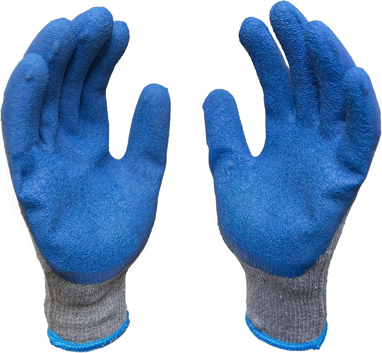 G & F Products - 3100M-10 120 Pairs Medium Rubber Latex Double Coated Work Gloves for Construction, gardening gloves, heavy duty Cotton Blend Blue