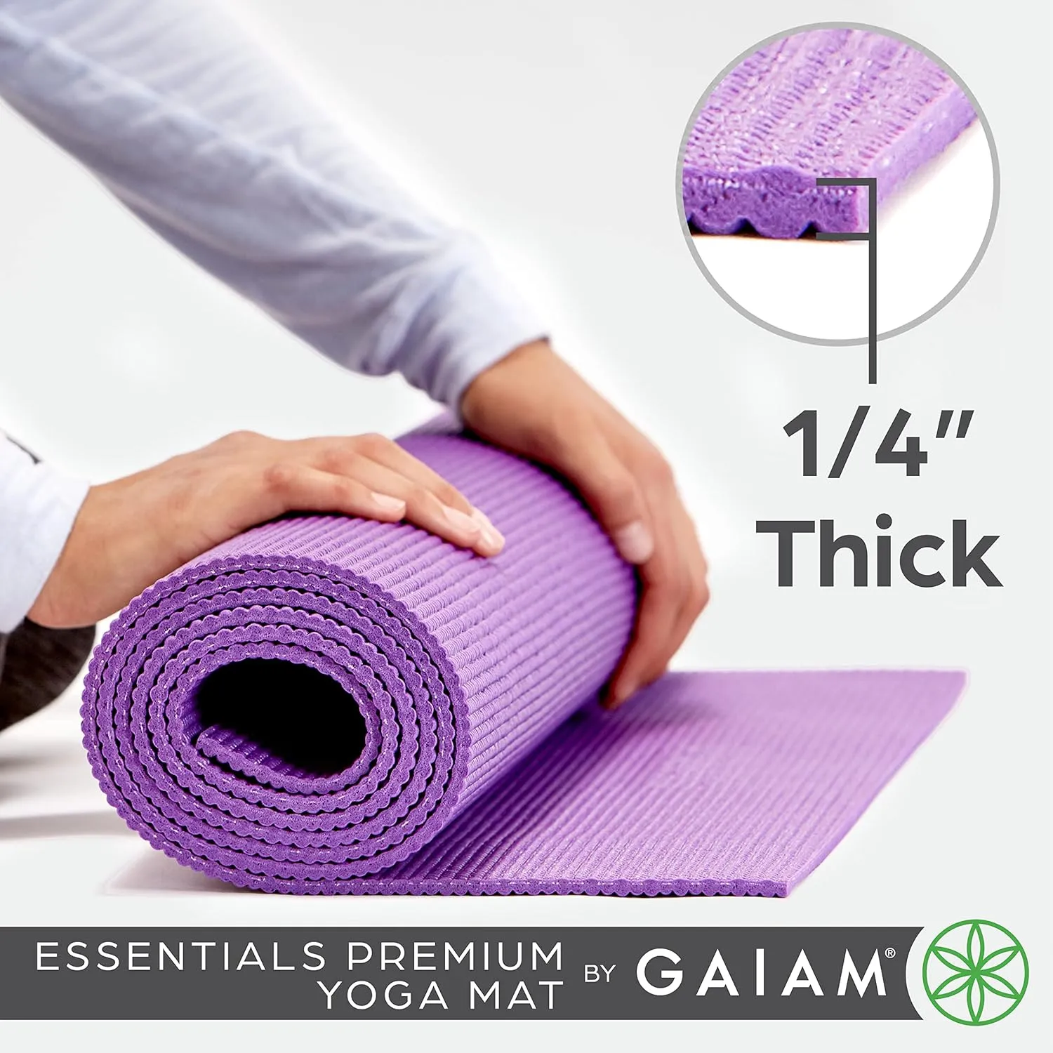 Gaiam Essentials Premium Yoga Mat with Yoga Mat Carrier Sling (72"L x 24"W x 1/4 Inch Thick)