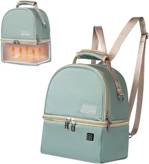 Geerlaqaly unisex lunch bag, double-layer removable middle layer lunch bag, USB heating, suitable for travel, breastfeeding mothers, day care, work, picnic，green