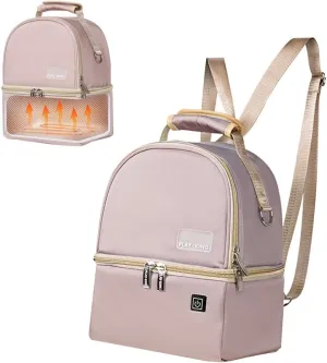 Geerlaqaly unisex lunch bag, double-layer removable middle layer lunch bag, USB heating, suitable for travel, breastfeeding mothers, day care, work, picnic,pink