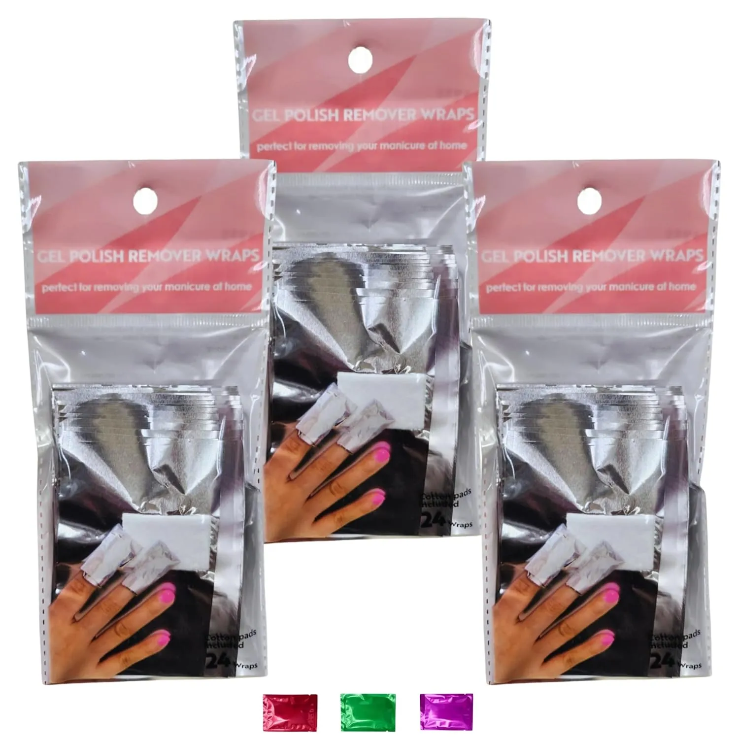 Gel Nail Polish Remover Foil Wraps 3 Pack, Aluminum Foil Nail Wraps with Pre-Attached Cotton Pads for Quick, Mess-Free Gel Soak Off and Nail Glue Removal with Snoep in Beperkte Oplage