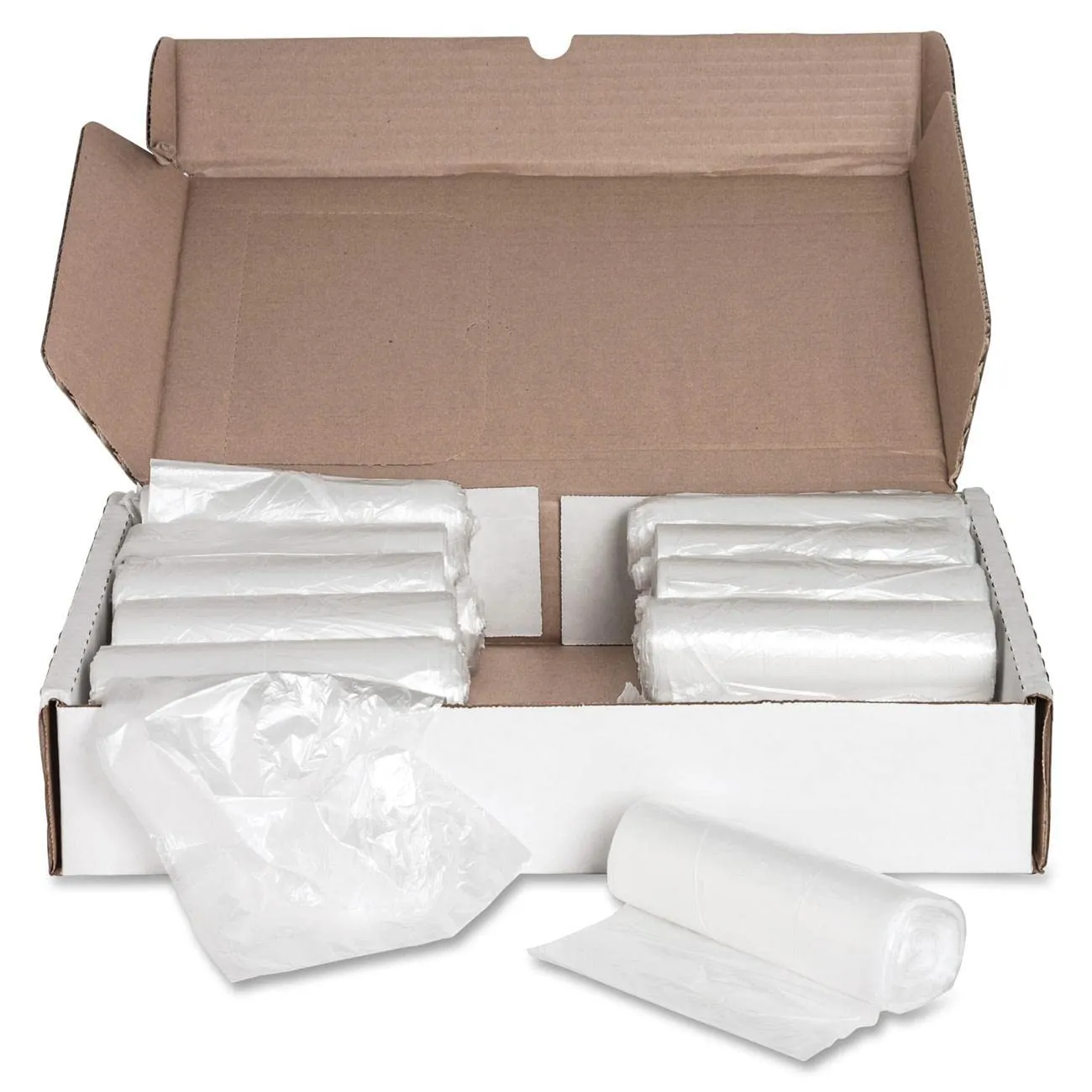 Genuine Joe Economy High-Density Can Liners, 60 gal Capacity, 38" Width x 58" Length x 0.47 mil (12 Micron) Thickness, Translucent, 200 Count
