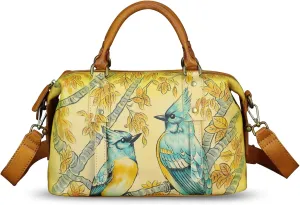 Genuine Leather Satchel for Women Hand Painted Handbag Top Handle Bags Handmade Purse Crossbody Tote Bag