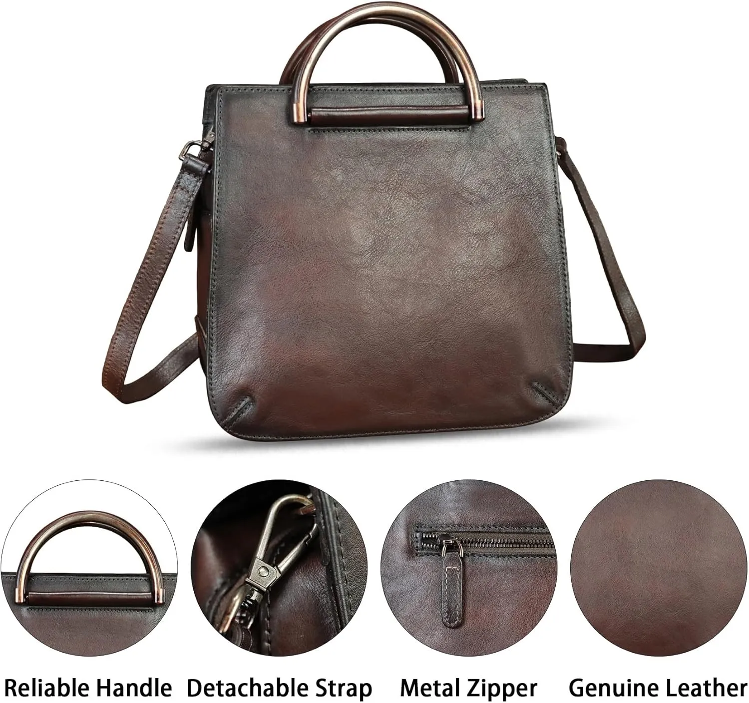 Genuine Leather Satchel for Women Hand Painted Leather Handbag Top Handle Bags Handmade Purse Crossbody Bag Purse
