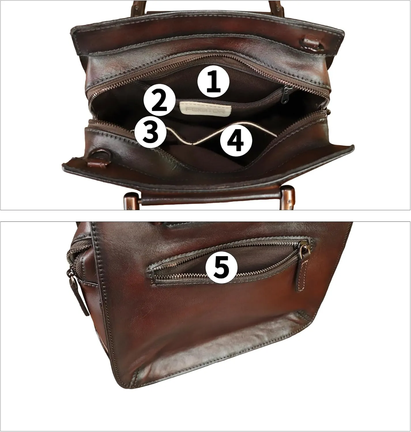 Genuine Leather Satchel for Women Hand Painted Leather Handbag Top Handle Bags Handmade Purse Crossbody Bag Purse