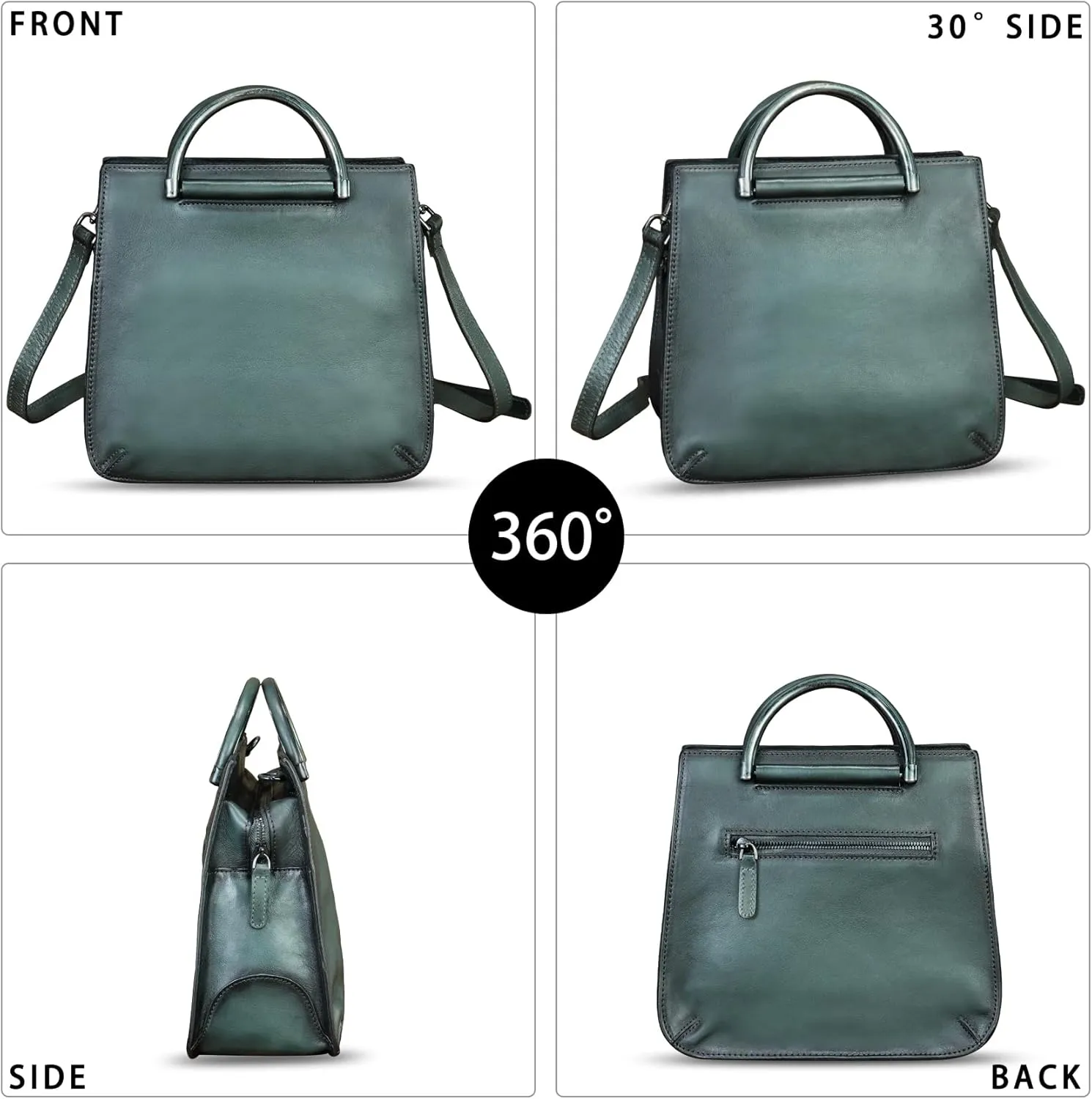 Genuine Leather Satchel for Women Hand Painted Leather Handbag Top Handle Bags Handmade Purse Crossbody Bag Purse