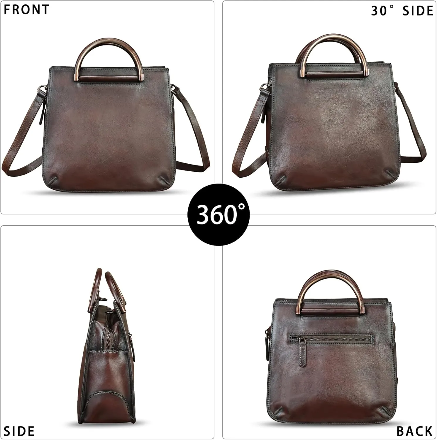 Genuine Leather Satchel for Women Hand Painted Leather Handbag Top Handle Bags Handmade Purse Crossbody Bag Purse