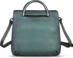 Genuine Leather Satchel for Women Hand Painted Leather Handbag Top Handle Bags Handmade Purse Crossbody Bag Purse