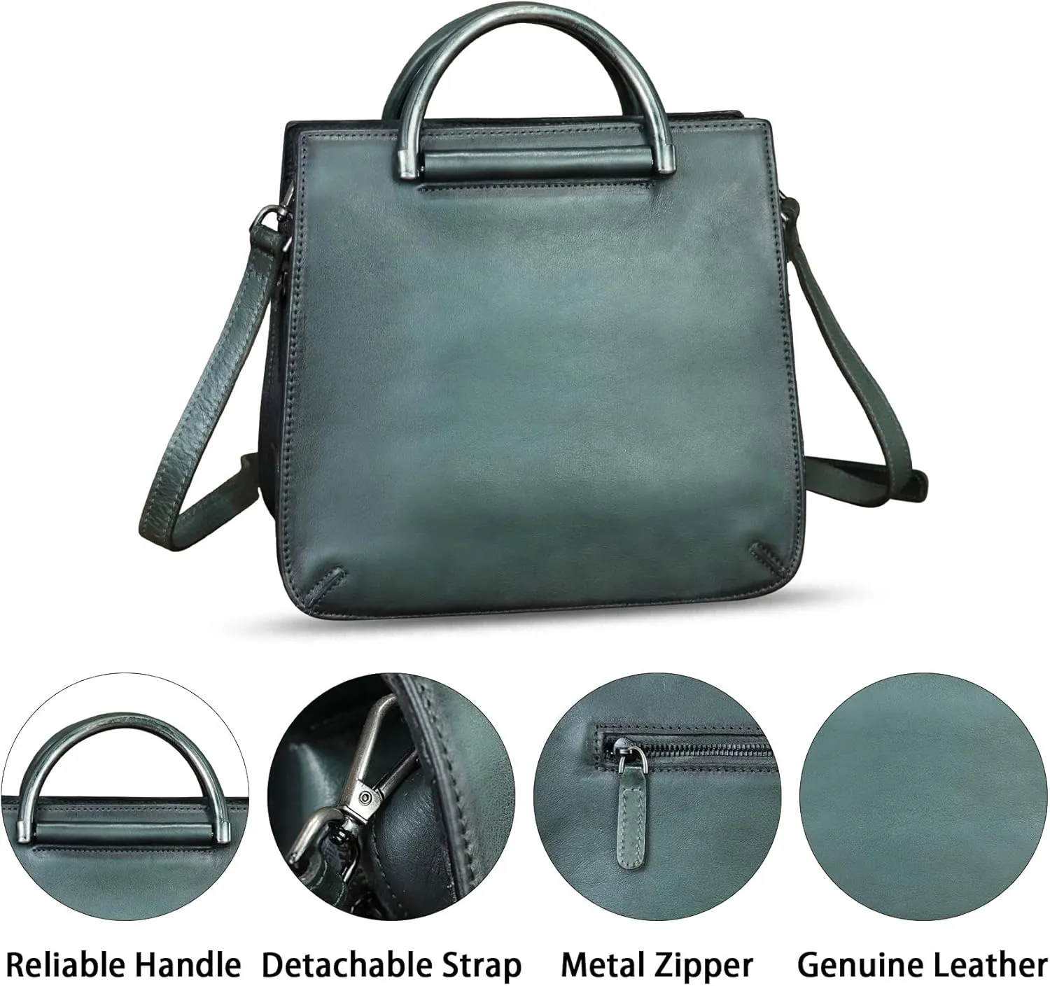 Genuine Leather Satchel for Women Hand Painted Leather Handbag Top Handle Bags Handmade Purse Crossbody Bag Purse