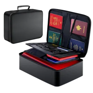 GIANTLUMl 5200°F Document Organizer with Lock,Upgraded Heat Insulated Fireproof＆Waterproof Box 8 Layers File Organizer,Portable Home Travel Safe Storage for Important Documents, fireproof bag,safe box