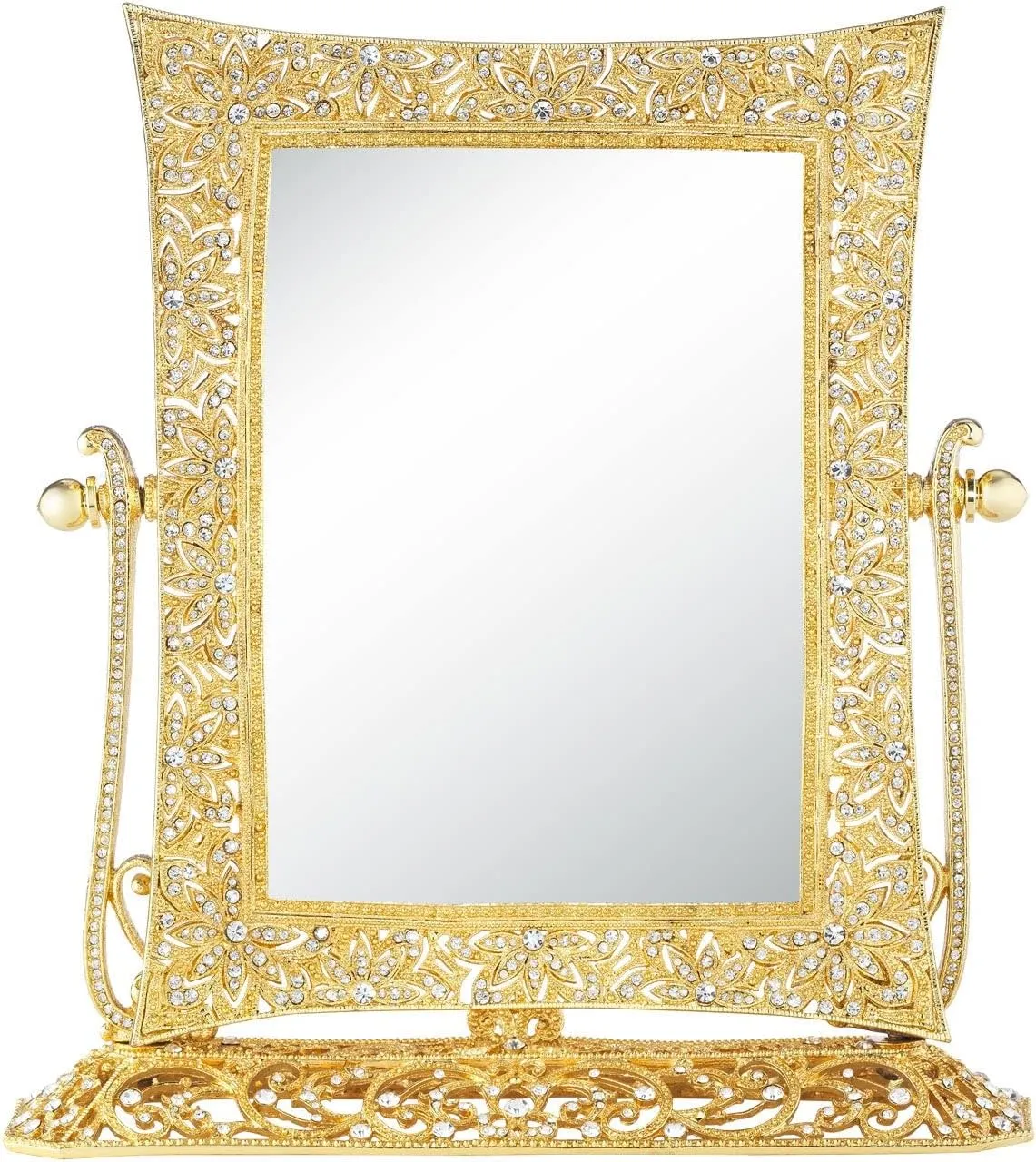Gold Windsor Magnifying Standing Mirror by Olivia Riegel -