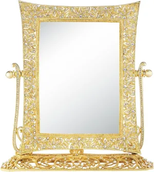Gold Windsor Magnifying Standing Mirror by Olivia Riegel -