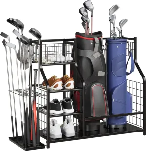 Golf Bag Organizer,Golf Storage Organizer for Garage,Sports Equipment Organizer,Golf Storage Rack with Baskets,Hooks