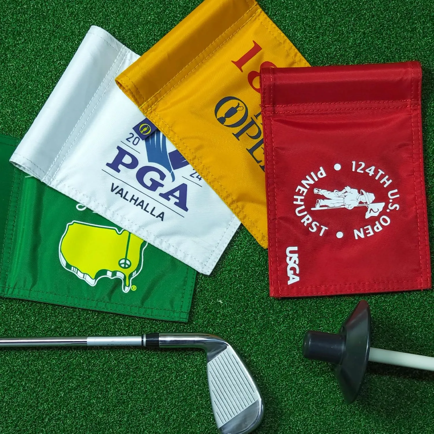 Golf Flag Mini, 8x6 Inch, Dual-Layer Silk-Printed, Fade-Resistant 420D Nylon, Tube Insert, Ideal for Backyard Practice Putting Green