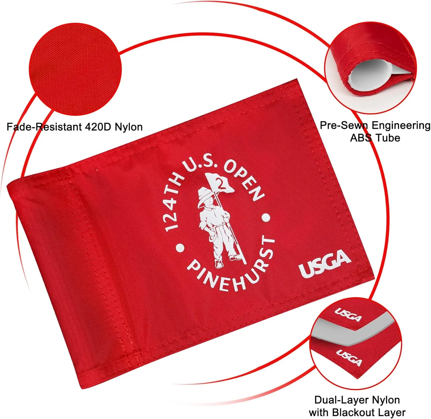 Golf Flag Mini, 8x6 Inch, Dual-Layer Silk-Printed, Fade-Resistant 420D Nylon, Tube Insert, Ideal for Backyard Practice Putting Green