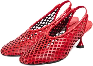 Goolita Perforated Mesh Slingback Heels For Women, Closed Round Toe Kitten Heels Pumps Elastic Slip On Dress Pumps Shoes