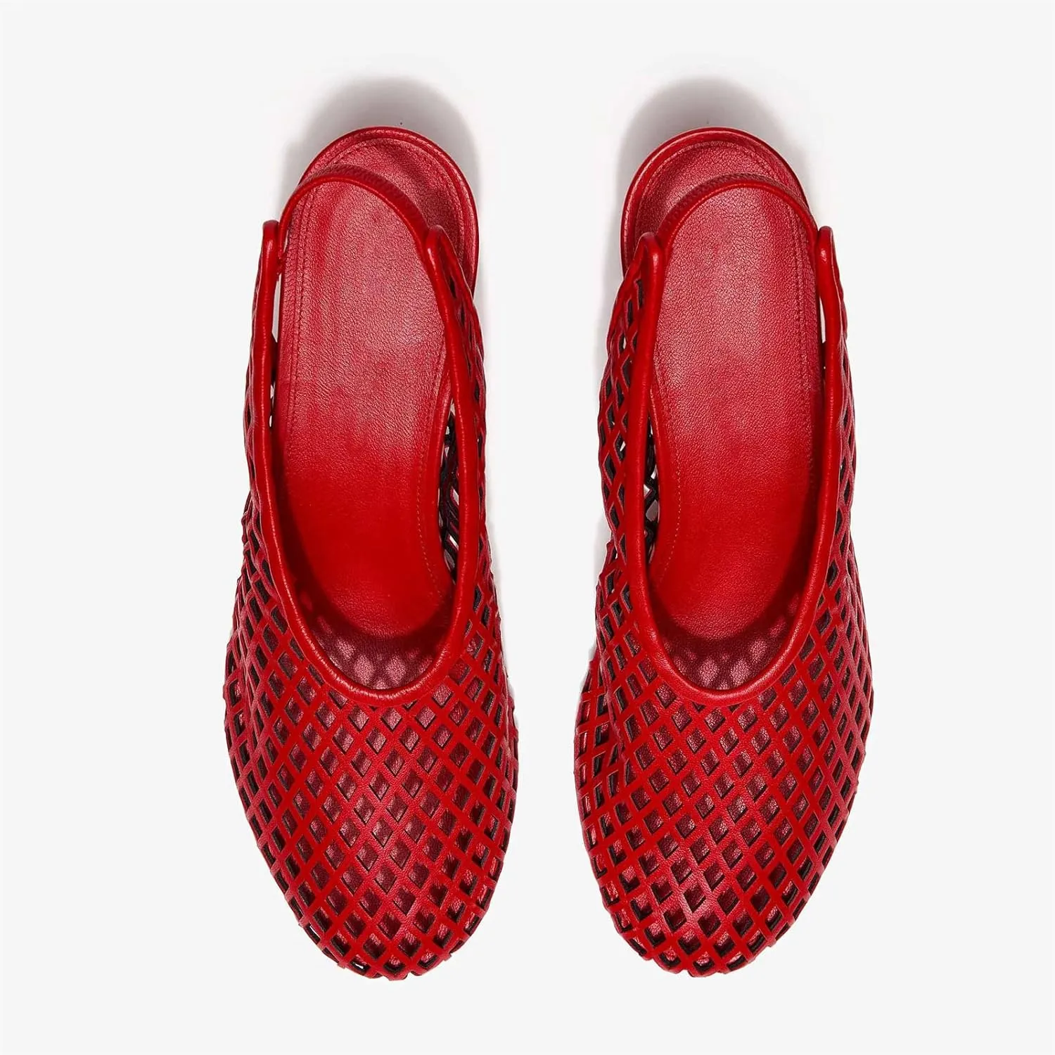 Goolita Perforated Mesh Slingback Heels For Women, Closed Round Toe Kitten Heels Pumps Elastic Slip On Dress Pumps Shoes