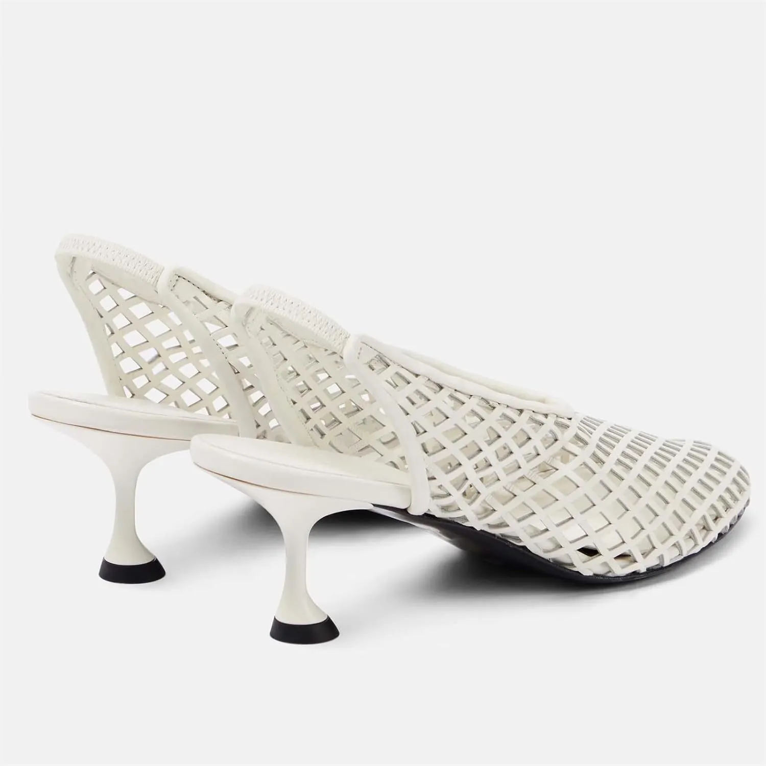 Goolita Perforated Mesh Slingback Heels For Women, Closed Round Toe Kitten Heels Pumps Elastic Slip On Dress Pumps Shoes