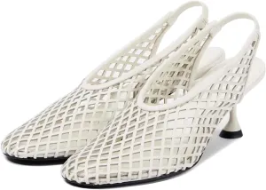 Goolita Perforated Mesh Slingback Heels For Women, Closed Round Toe Kitten Heels Pumps Elastic Slip On Dress Pumps Shoes