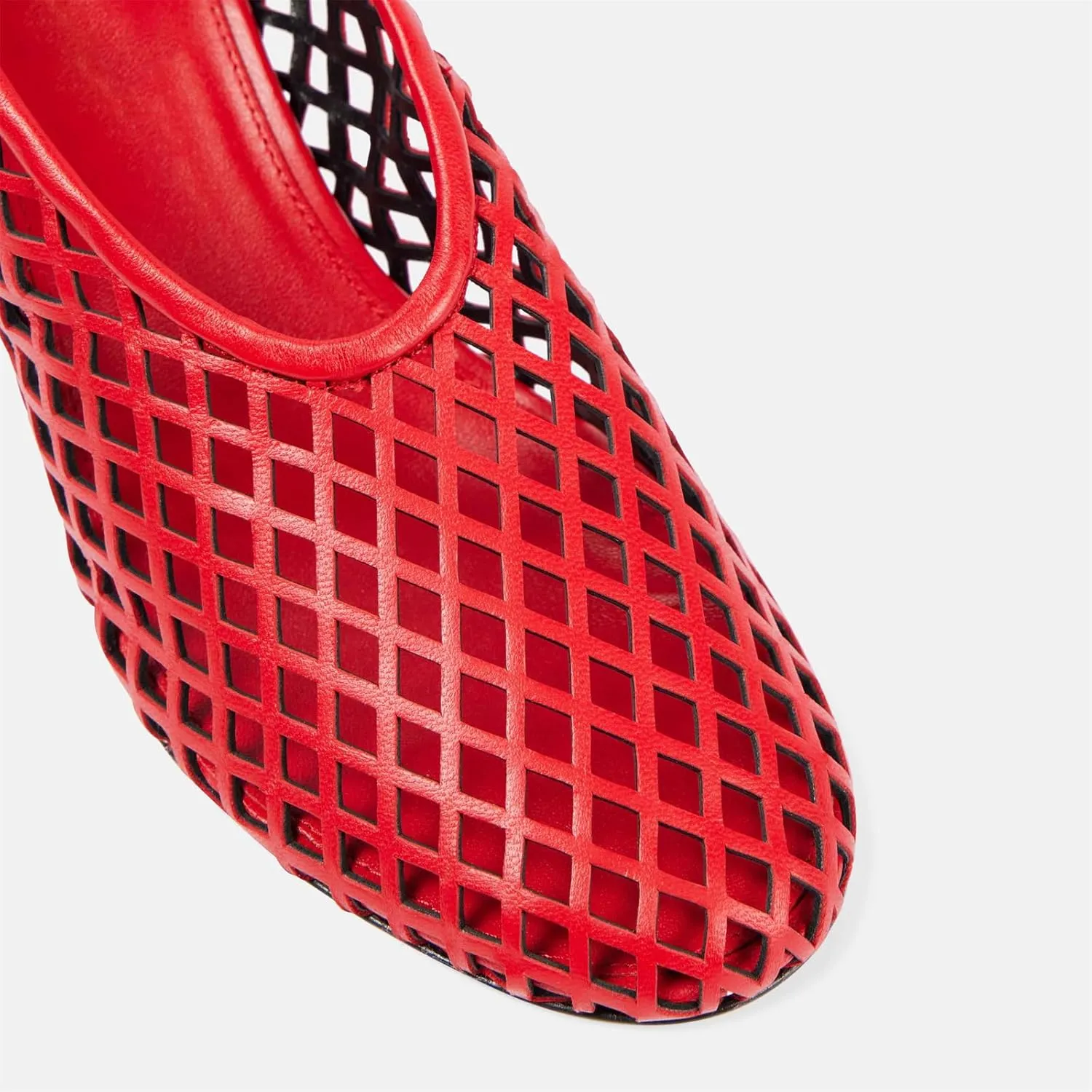 Goolita Perforated Mesh Slingback Heels For Women, Closed Round Toe Kitten Heels Pumps Elastic Slip On Dress Pumps Shoes