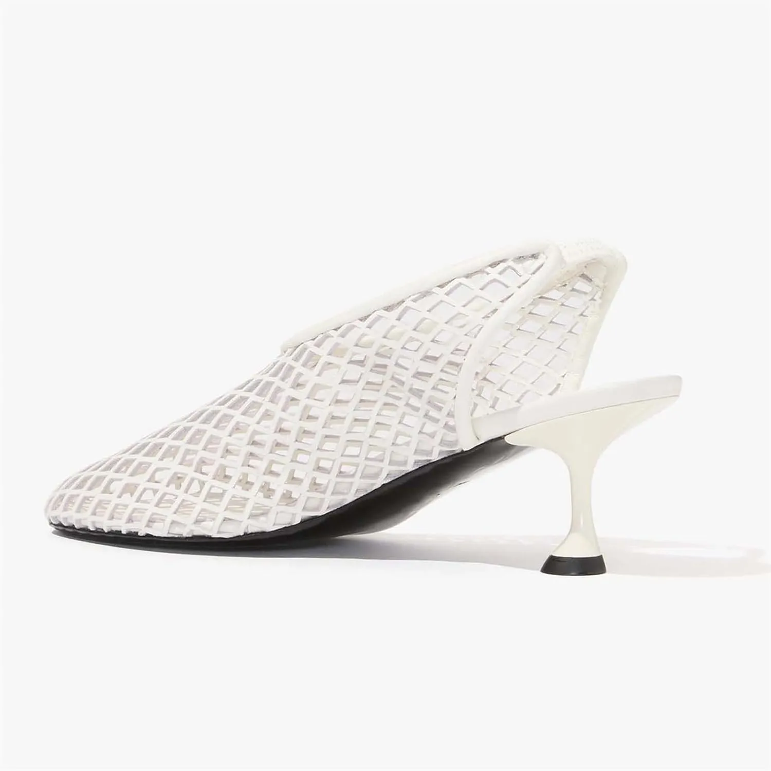 Goolita Perforated Mesh Slingback Heels For Women, Closed Round Toe Kitten Heels Pumps Elastic Slip On Dress Pumps Shoes