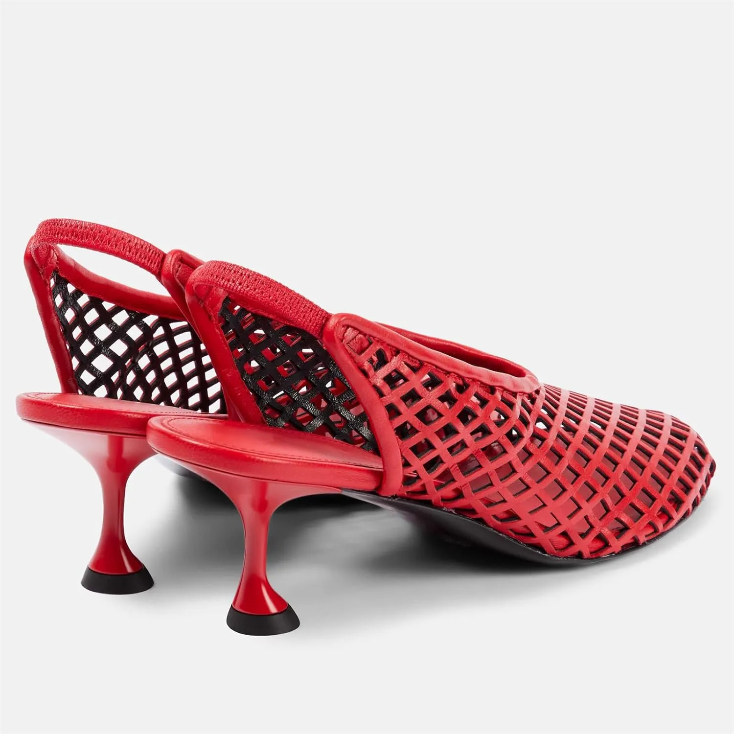 Goolita Perforated Mesh Slingback Heels For Women, Closed Round Toe Kitten Heels Pumps Elastic Slip On Dress Pumps Shoes