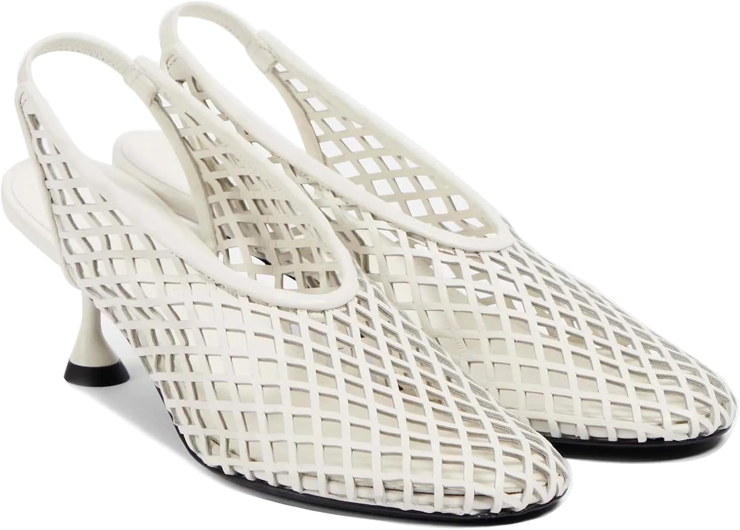 Goolita Perforated Mesh Slingback Heels For Women, Closed Round Toe Kitten Heels Pumps Elastic Slip On Dress Pumps Shoes