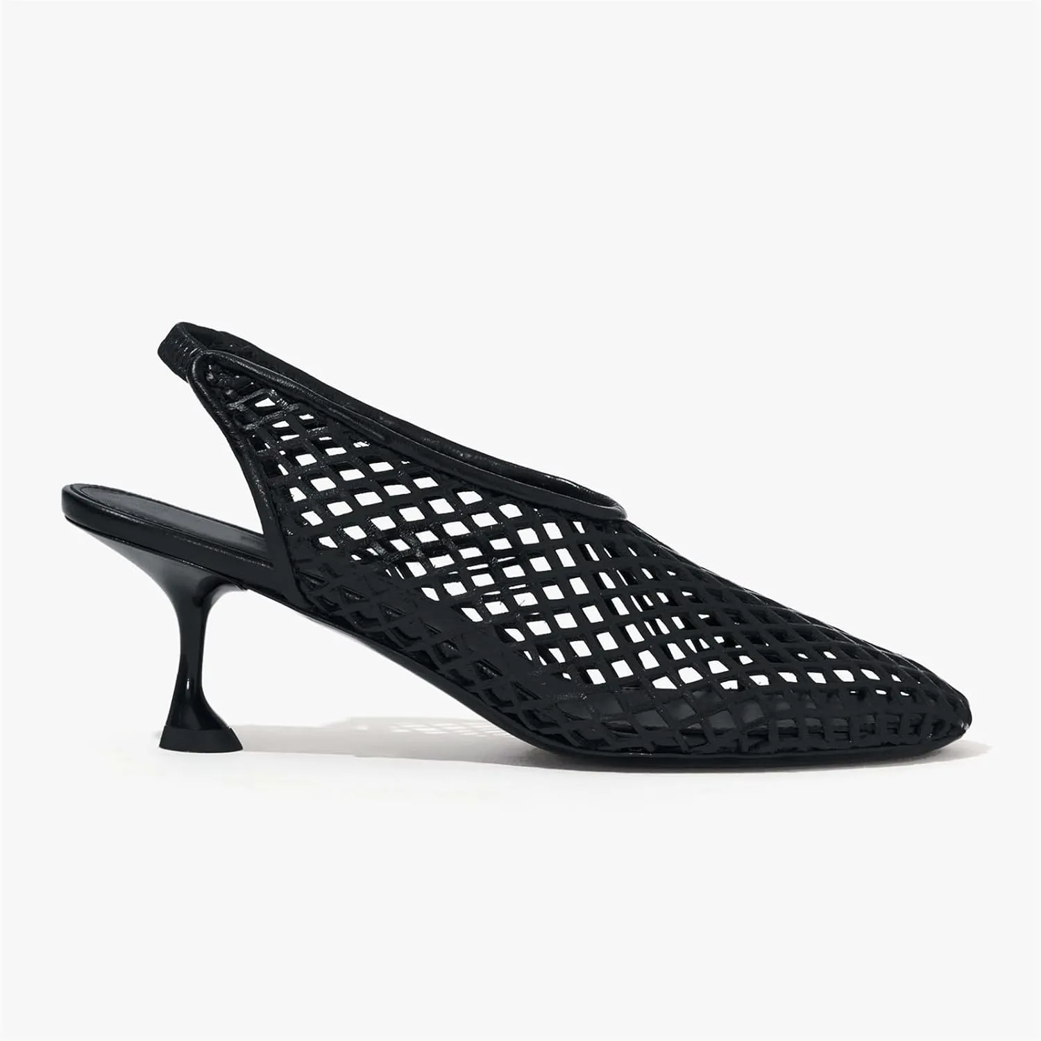 Goolita Perforated Mesh Slingback Heels For Women, Closed Round Toe Kitten Heels Pumps Elastic Slip On Dress Pumps Shoes