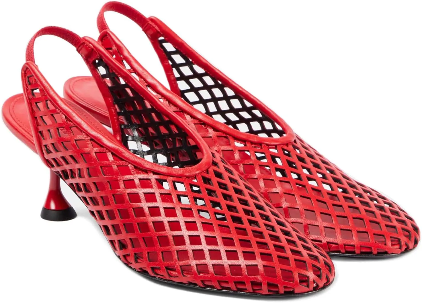 Goolita Perforated Mesh Slingback Heels For Women, Closed Round Toe Kitten Heels Pumps Elastic Slip On Dress Pumps Shoes