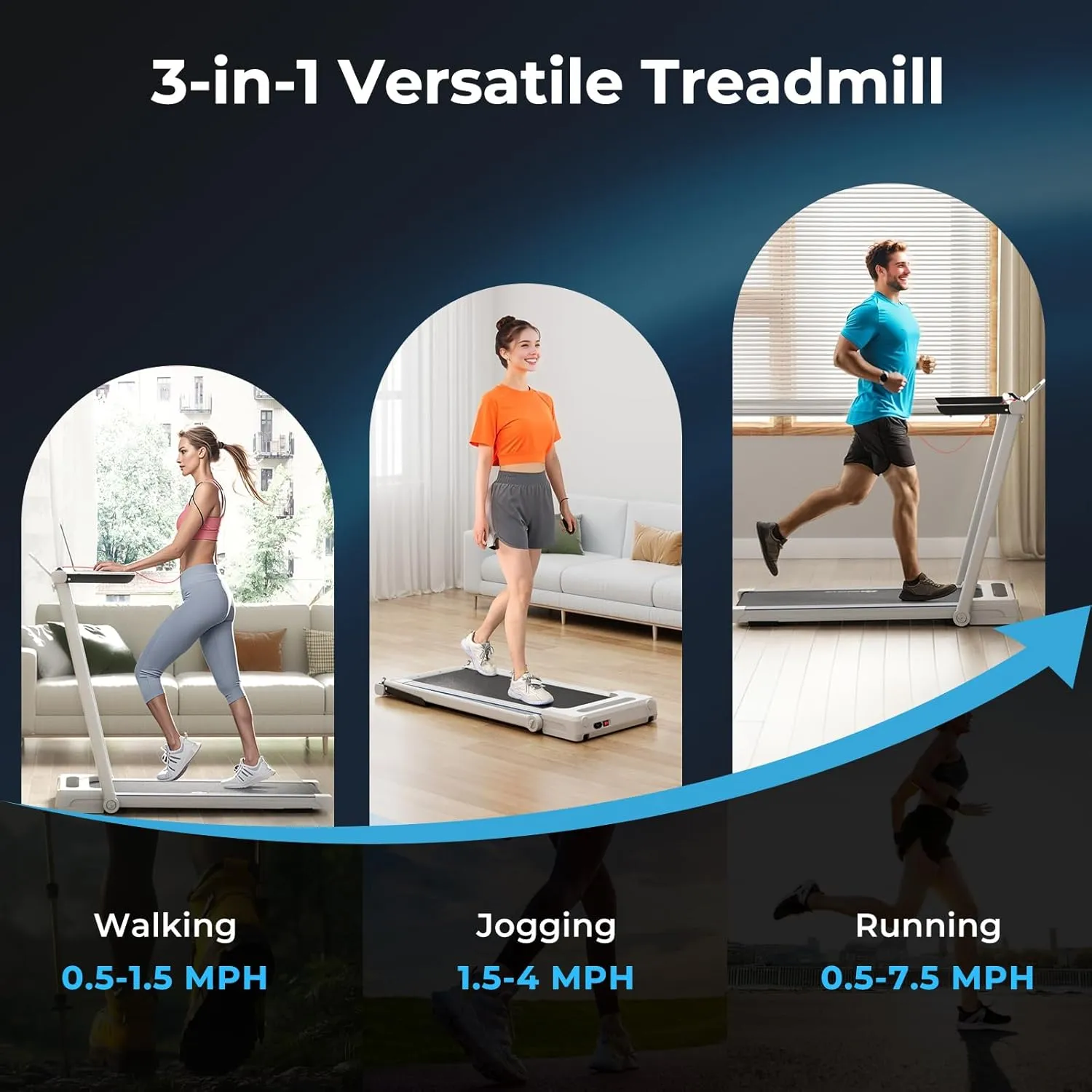 Goplus 3-in-1 Treadmill with Large Desk, 2.5HP Folding Electric Treadmills, LED Display, Remote Control, Blue Tooth Speakers, Walking Jogging Machine for Home/Office Use