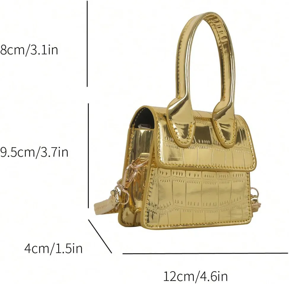 GORGLITTER Women's Mini Purse Crocodile Embossed Shoulder Square Bag Y2K Crossbody Bags