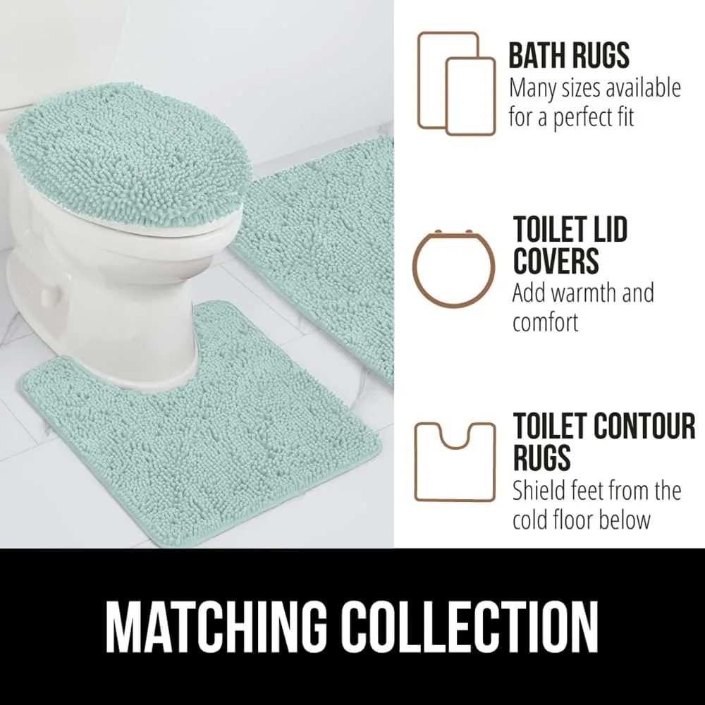 GORILLA GRIP Bath Rug Mat 30x20, Thick Soft Absorbent Chenille, Quick Dry Microfiber Mats, Rubber Backing Machine Washable Shower Floor Rugs, Bathmat Runner, Bathroom Home Decor Accessories, Seablue