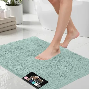 GORILLA GRIP Bath Rug Mat 30x20, Thick Soft Absorbent Chenille, Quick Dry Microfiber Mats, Rubber Backing Machine Washable Shower Floor Rugs, Bathmat Runner, Bathroom Home Decor Accessories, Seablue