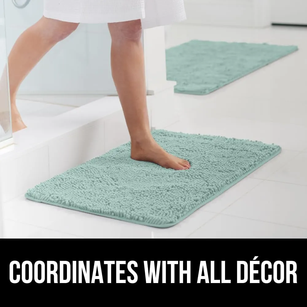 GORILLA GRIP Bath Rug Mat 30x20, Thick Soft Absorbent Chenille, Quick Dry Microfiber Mats, Rubber Backing Machine Washable Shower Floor Rugs, Bathmat Runner, Bathroom Home Decor Accessories, Seablue