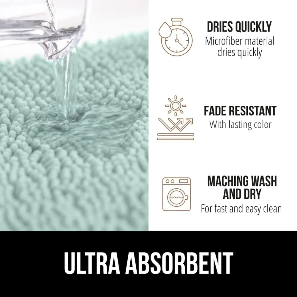 GORILLA GRIP Bath Rug Mat 30x20, Thick Soft Absorbent Chenille, Quick Dry Microfiber Mats, Rubber Backing Machine Washable Shower Floor Rugs, Bathmat Runner, Bathroom Home Decor Accessories, Seablue