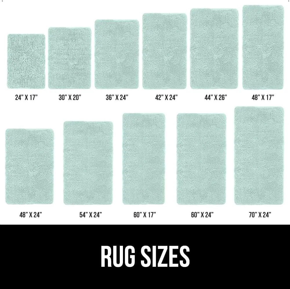 GORILLA GRIP Bath Rug Mat 30x20, Thick Soft Absorbent Chenille, Quick Dry Microfiber Mats, Rubber Backing Machine Washable Shower Floor Rugs, Bathmat Runner, Bathroom Home Decor Accessories, Seablue