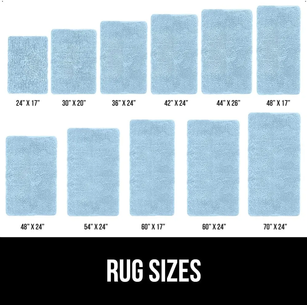 GORILLA GRIP Bath Rug Mat 30x20, Thick Soft Absorbent Chenille, Quick Dry Microfiber Mats, Rubber Backing Machine Washable Shower Floor Rugs, Bathmat Runner, Bathroom Home Decor Accessories, Sky Blue