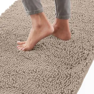 GORILLA GRIP Bath Rug Mat 42x24, Thick Soft Absorbent Chenille, Quick Dry Microfiber Mats, Rubber Backing Machine Washable Shower Floor Rugs, Bathmat Runner, Bathroom Home Decor Accessories, Beige