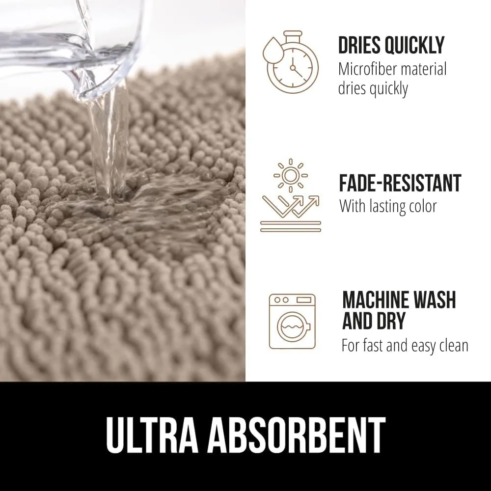 GORILLA GRIP Bath Rug Mat 42x24, Thick Soft Absorbent Chenille, Quick Dry Microfiber Mats, Rubber Backing Machine Washable Shower Floor Rugs, Bathmat Runner, Bathroom Home Decor Accessories, Beige