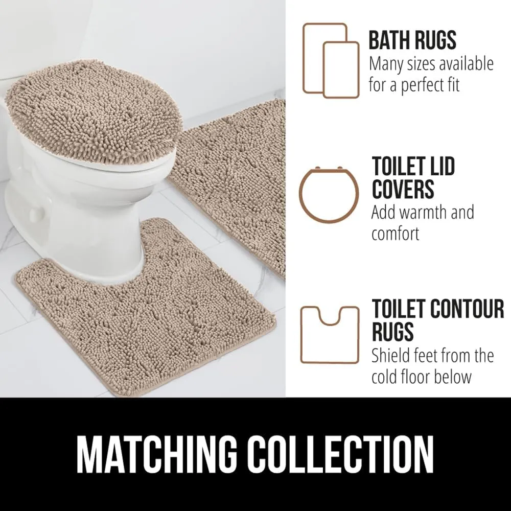 GORILLA GRIP Bath Rug Mat 42x24, Thick Soft Absorbent Chenille, Quick Dry Microfiber Mats, Rubber Backing Machine Washable Shower Floor Rugs, Bathmat Runner, Bathroom Home Decor Accessories, Beige