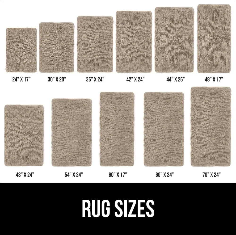 GORILLA GRIP Bath Rug Mat 42x24, Thick Soft Absorbent Chenille, Quick Dry Microfiber Mats, Rubber Backing Machine Washable Shower Floor Rugs, Bathmat Runner, Bathroom Home Decor Accessories, Beige