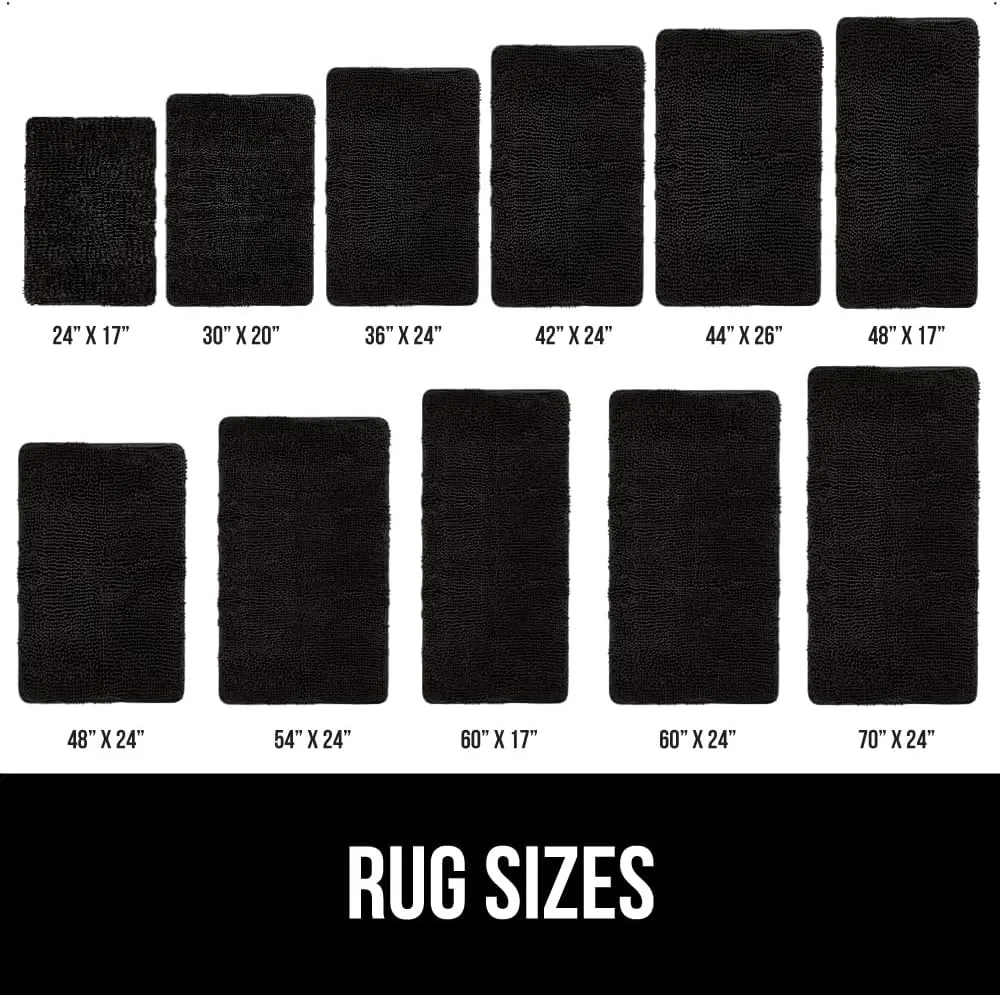 GORILLA GRIP Bath Rug Mat 42x24, Thick Soft Absorbent Chenille, Quick Dry Microfiber Mats, Rubber Backing Machine Washable Shower Floor Rugs, Bathmat Runner, Bathroom Home Decor Accessories, Black