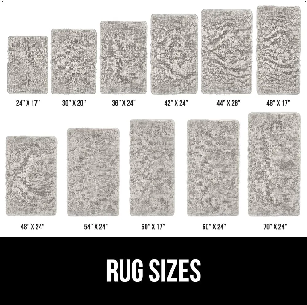 GORILLA GRIP Bath Rug Mat 42x24, Thick Soft Absorbent Chenille, Quick Dry Microfiber Mats, Rubber Backing Machine Washable Shower Floor Rugs, Bathmat Runner, Bathroom Home Decor Accessories Light Gray