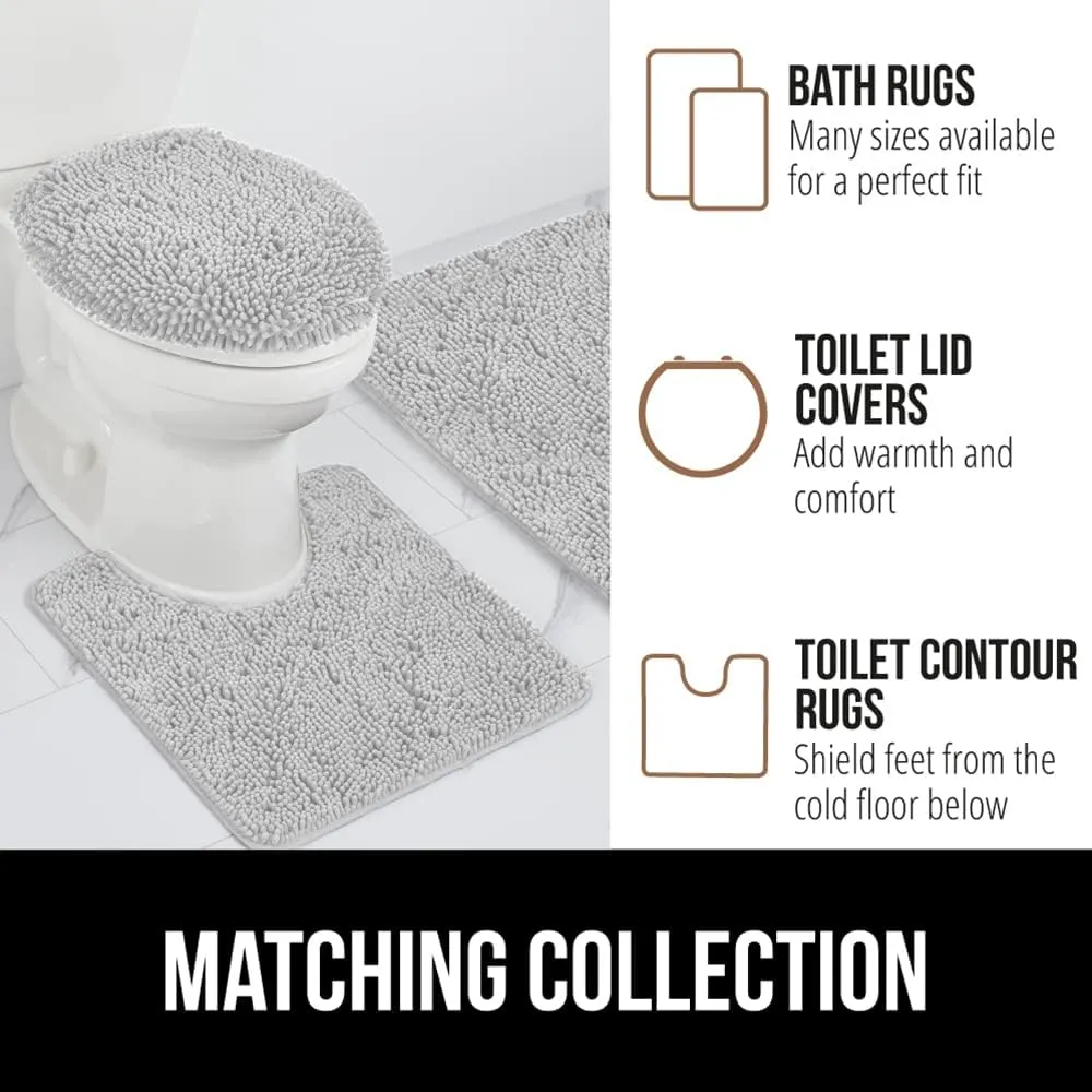 GORILLA GRIP Bath Rug Mat 42x24, Thick Soft Absorbent Chenille, Quick Dry Microfiber Mats, Rubber Backing Machine Washable Shower Floor Rugs, Bathmat Runner, Bathroom Home Decor Accessories Light Gray